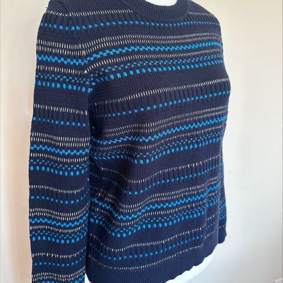 Hugo Boss sweater, Sz M-L, long sleeve pull over, navy, bright blue, EUC - Picture 3 of 16